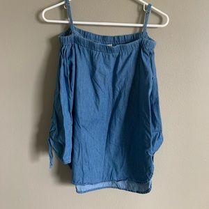 Off the Shoulder Jean Shirt